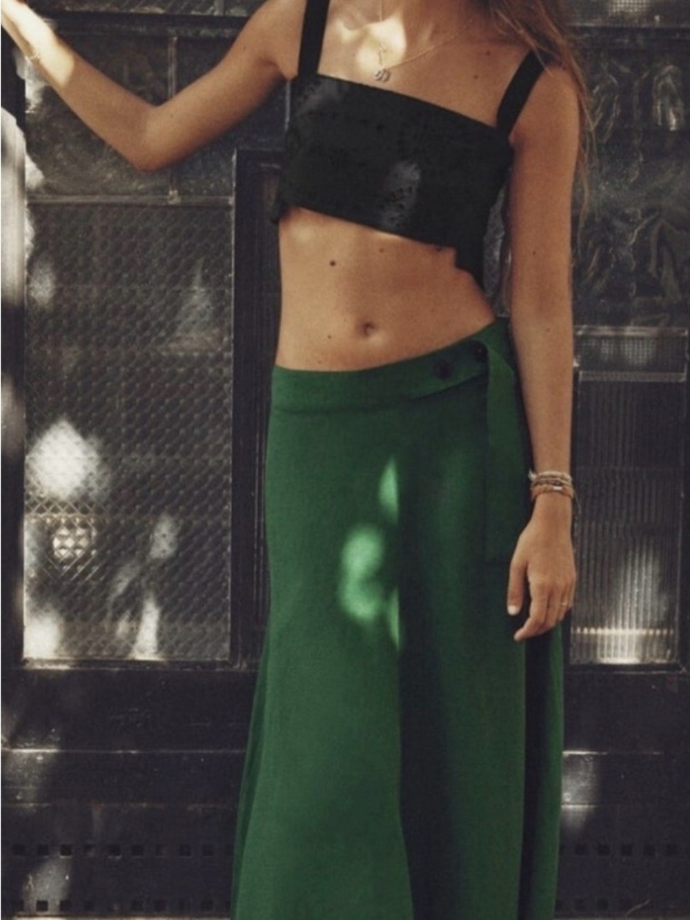 Linen blend Midi Skirt Green xsmall - Picture 5 of 10